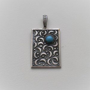 Vintage Russian Russia USSR Silver Plated Melchior Sun Moon Blue Stone Pendant